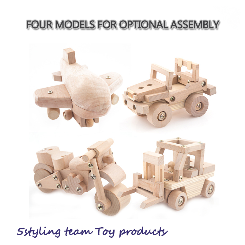 Pravá dřevěná montáž a demontáž modelových nákladních vozů pro děti DIY ruce na vzdělávací hračky velkoobchodně smíšené